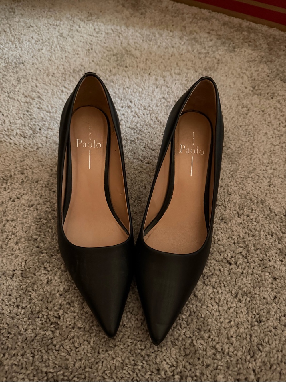 Linea Paolo Black Pointed-Toe Leather Pumps